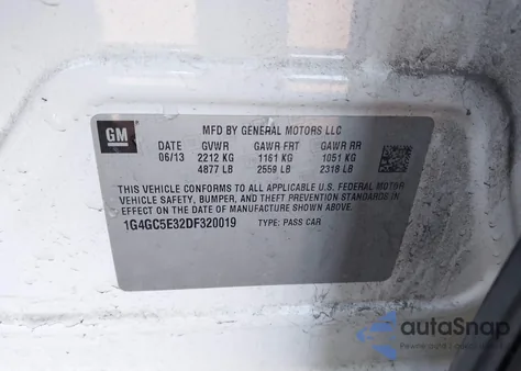 2013 Buick Lacrosse Leather Group из США, поврежденный, VIN 1G4GC5E32DF320019